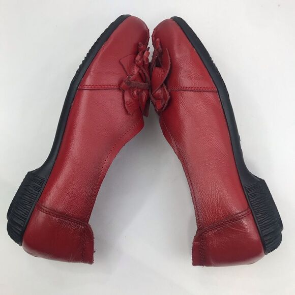 Socofy Red Geuine Leather Floral Toe Handmade Slip On Casual Statement Loafer - Picture 6 of 16